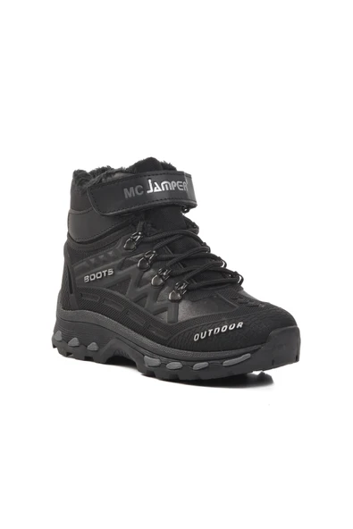 Ayakmod Siyah Unisex Cırtlı Kürklü Çocuk Bot 1831 F - 3