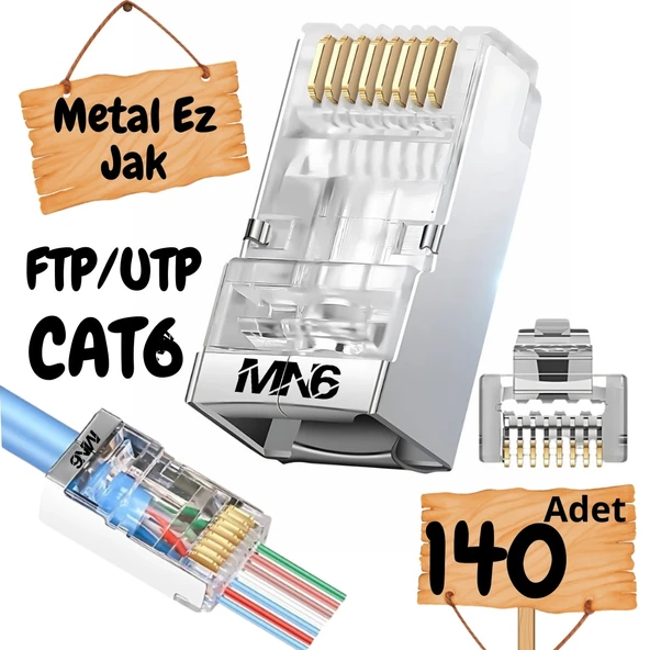 MN6 M117XF Cat6 jack/140 Adet-Metal EZ/Yeni Nesil rj45 cat6-8P/8C AÇIK UÇLU/Cat6 Konnektör