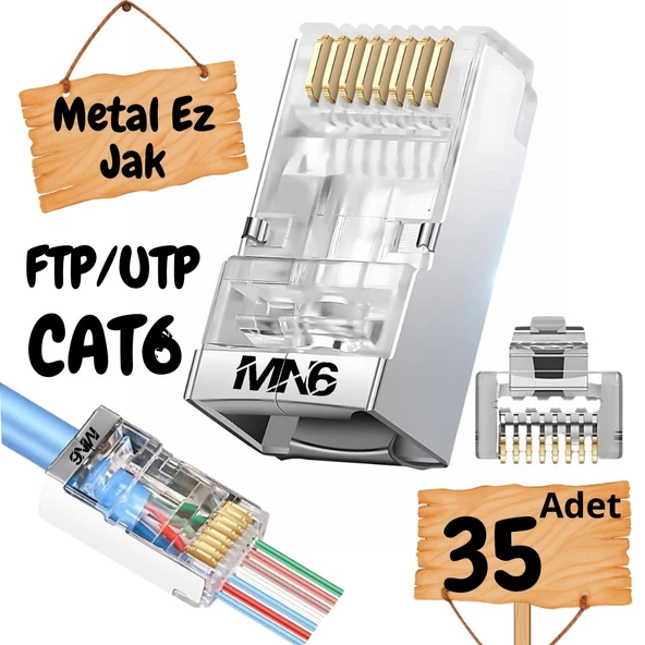 MN6 M117XF Cat6 jack/35 Adet-Metal EZ/Yeni Nesil rj45 cat6-8P/8C AÇIK UÇLU/Cat6 Konnektör