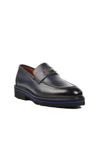 Ayakmod Lacivert Hakiki Deri Erkek Loafer Ayakkabı Premium 2871 M - 3