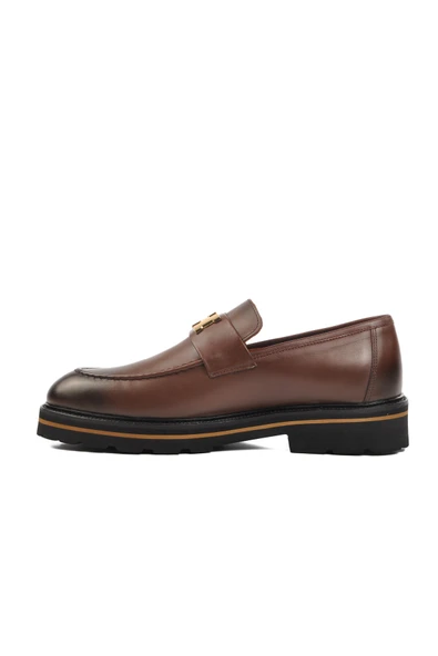 Ayakmod Kahve Hakiki Deri Erkek Loafer Ayakkabı Premium 2871 M - 2