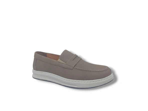 Modesa 271 Erkek Bej Nubuk Deri Loafer Ayakkabı - 2