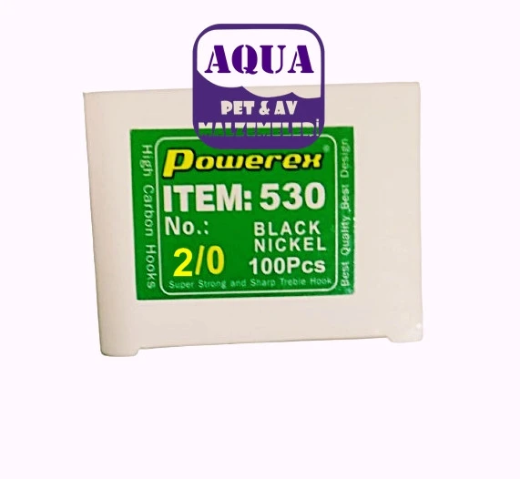 Powerex 530 model  2/0 Black Nickel Kutu Balık İğne 100 Adet - Balık İğnesi 100'lü Kutu