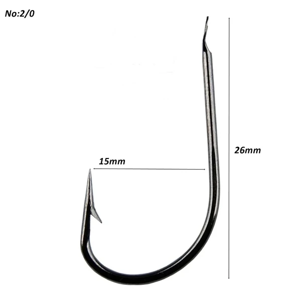 Powerex 505 model 2/0 Black Nickel Kutu Balık İğne 100 Adet - Balık İğnesi 100'lü Kutu - 2