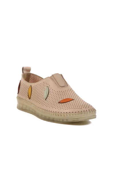 Ayakmod Bej Hakiki Deri Kadın Casual Ayakkabı 515 Z - 3