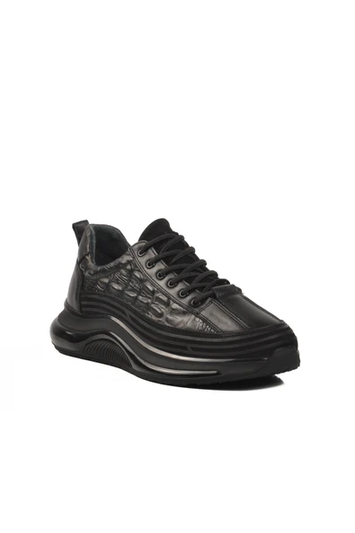 Ayakmod Siyah Hakiki Deri Erkek Sneaker 1004 M - 3