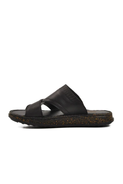 Ayakmod Siyah Hakiki Deri Erkek Terlik 2045 M - 2