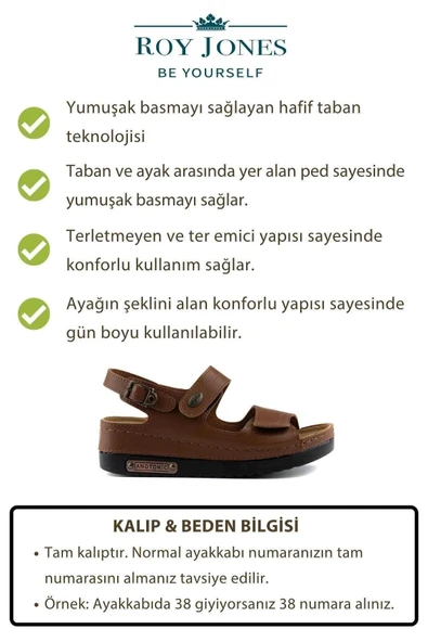 Roy Jones Kadın Ortopedik Anatomik Tabanlı Çift Bantlı Cırt Cırtlı Arkadan Tokalı Günlük Sandalet Terlik - 5