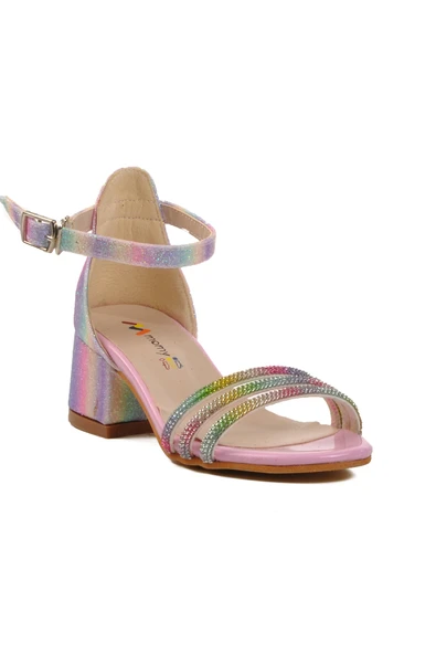 Ayakmod Pembe Taş İşlemeli Kız Çocuk Sandalet 253 RY 6504 P - Resim 3