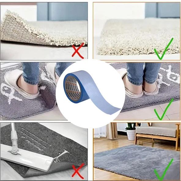 Halı Bant Kilim Paspas 50 mm X 10 Mt Kaymaz Çift Taraflı Yapışkan Toplanma Önleyici Bandı 2 Adet - 3
