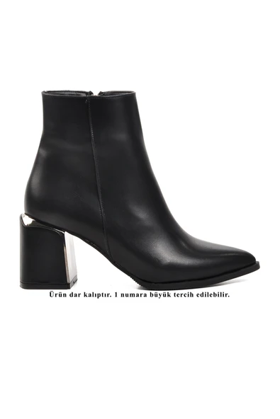 Ayakmod Siyah İçi Polarlı Topuklu Kadın Bot 248025 Z