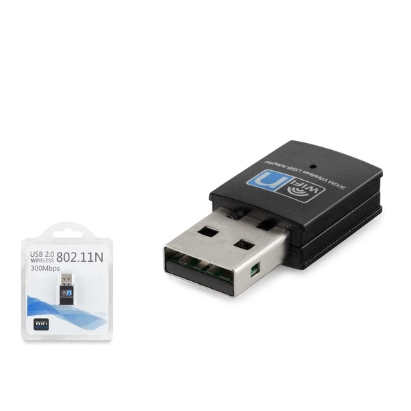 Hadron HDX2255 Wi-Fi 2.4Ghz 300Mbps Midi USB Kablosuz Adaptör - Siyah