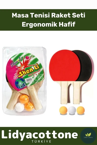 Premium Masa Tenisi Seti Ergonomik Dayanıklı Kaliteli Renkli Şık 2 Adet Raket 3 Adet Pinpon Topu - 1
