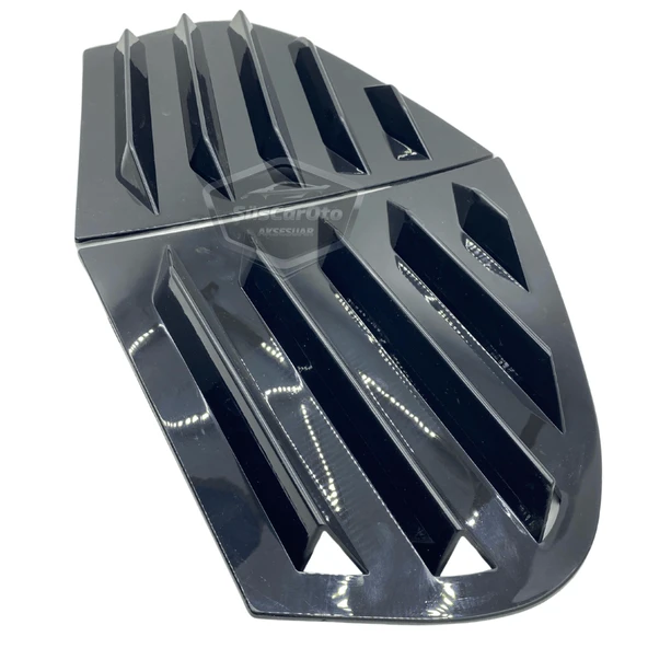 Bmw 5 Serisi E60-E60 LCİ 2003-2010 Uyumlu Kelebek Cam Izgarası Kelebek Cam Vizörü Havalandırma Sağ Sol Takım Parlak Siyah - 3