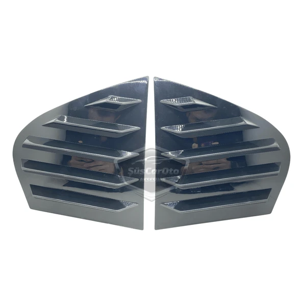 Bmw 5 Serisi E60-E60 LCİ 2003-2010 Uyumlu Kelebek Cam Izgarası Kelebek Cam Vizörü Havalandırma Sağ Sol Takım Parlak Siyah - 2