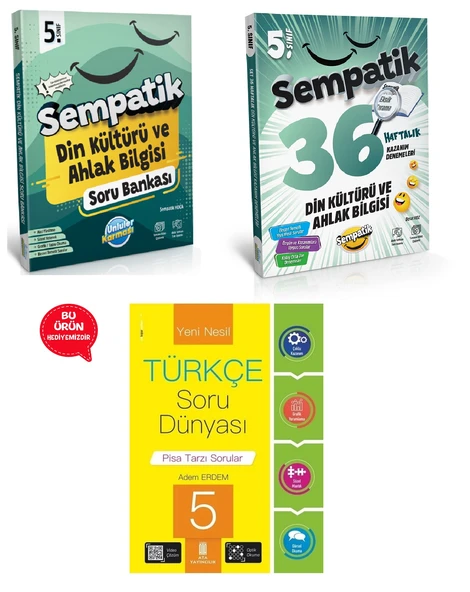5.Sınıf Sempatik Din Kültürü ve Ahlak Bilgisi Soru Bankası +36 Haftalık Kazanım Denemeleri(Hediyeli)