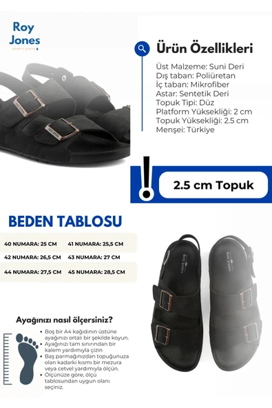 Roy Jones Barcelona Urban Sandals Rahat Yumuşak Tabanlı Erkek Sandalet - 5