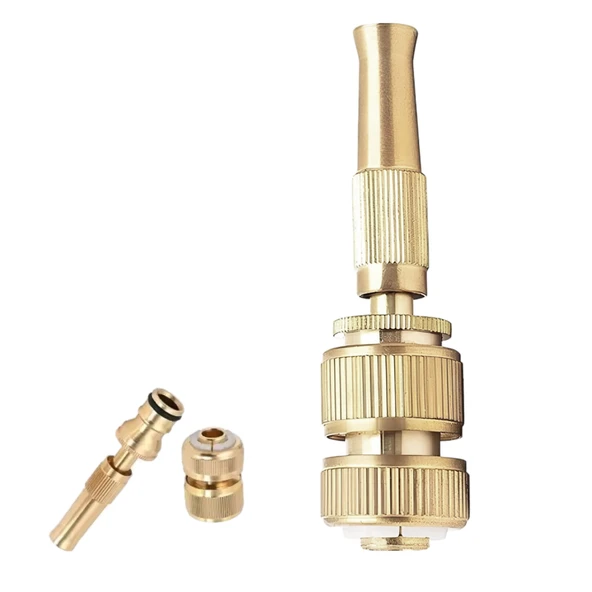 Ayarlanabilir Metal Sulama Başlığı Sarı Renk Hortum Bağlantı Aparatlı Sök Tak Bahçe Araba Yıkama - 5