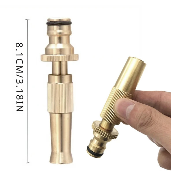 Ayarlanabilir Metal Sulama Başlığı Sarı Renk Hortum Bağlantı Aparatlı Sök Tak Bahçe Araba Yıkama - 2