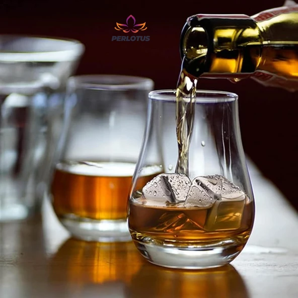 Perlotus 4’lü Paslanmaz Çelik Viski Taşı Sulandırmadan Soğutma Buz Küpleri - 5