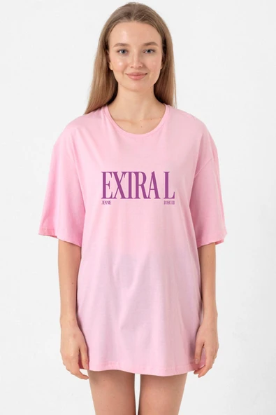 Jennie ExtraL Pembe Kadın Oversize Tshirt