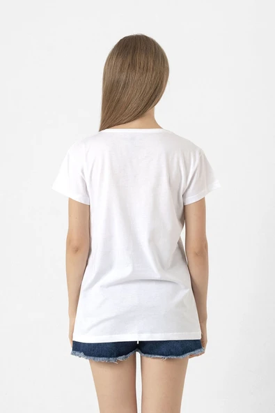 Jisoo Flower Beyaz Kadın Bisikletyaka Tshirt - Resim 4