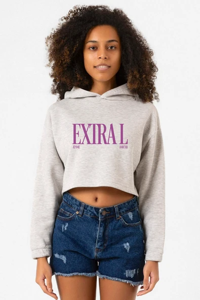 Jennie ExtraL Grimelanj Kadın Crop Kapşonlu