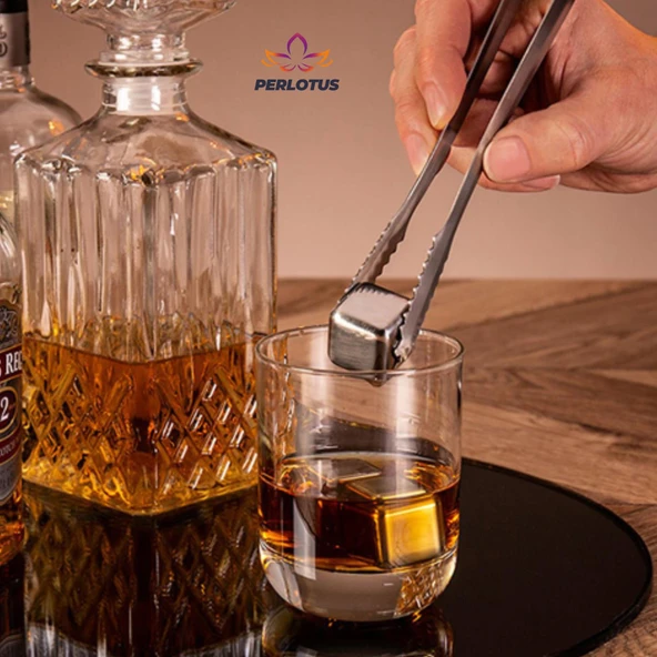 Perlotus 4’lü Paslanmaz Çelik Viski Taşı Sulandırmadan Soğutma Buz Küpleri - 3