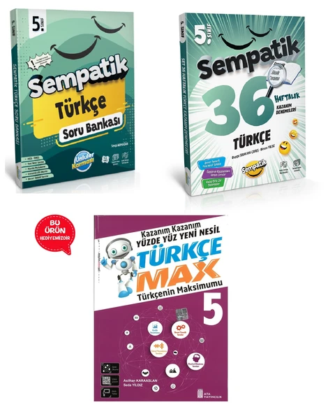 5.Sınıf Sempatik Türkçe Soru Bankası +36 Haftalık Kazanım Denemeleri (Hediyeli)