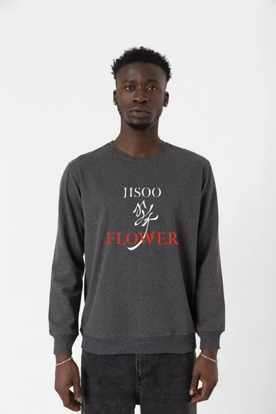 Jisoo Flower Füme Erkek 2ip Sweatshirt