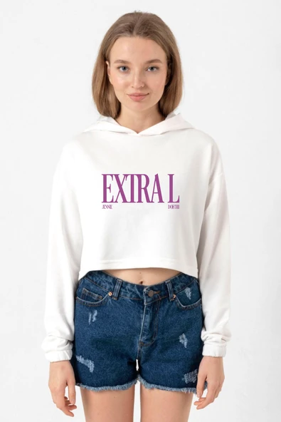 Jennie ExtraL Ekru Kadın Crop Kapşonlu ürün görseli