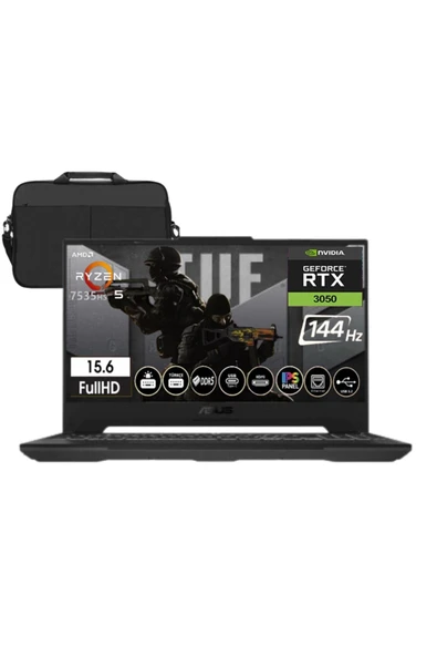 Tuf Gaming A15 FA506NC-HN050 Amd Ryzen5-7535HS 16gb DDR5 Ram 1Tb Ssd RTX3050 15.6" Fdos + Çanta