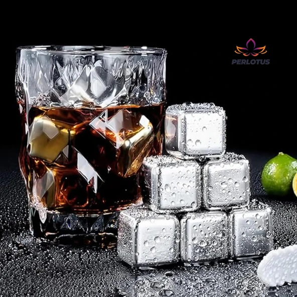 Perlotus 4’lü Paslanmaz Çelik Viski Taşı Sulandırmadan Soğutma Buz Küpleri - 6