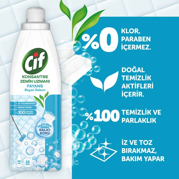 Cif Konsantre Zemin Uzmanı Fayans Beyaz Sabun 895 Ml