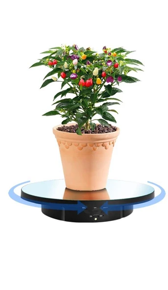 2in1 Aynalı Uzaktan Kumandalı 360°Dönen Siyah Sunum Standı 10 KG - 3