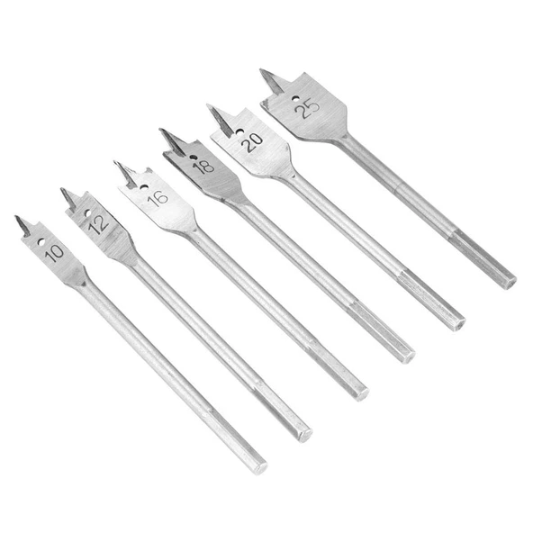 Ahşap Delme Ucu Yaprak Matkap Ucu Takımı Tahta Sunta Plastik Alçıpan Delme Ucu Bits Uç 6'lı Set - 5