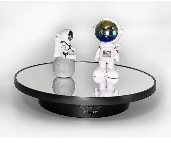 2in1 Aynalı Uzaktan Kumandalı 360°Dönen Siyah Sunum Standı 10 KG - 6