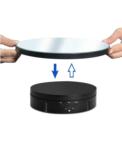 2in1 Aynalı Uzaktan Kumandalı 360°Dönen Siyah Sunum Standı 10 KG - 2