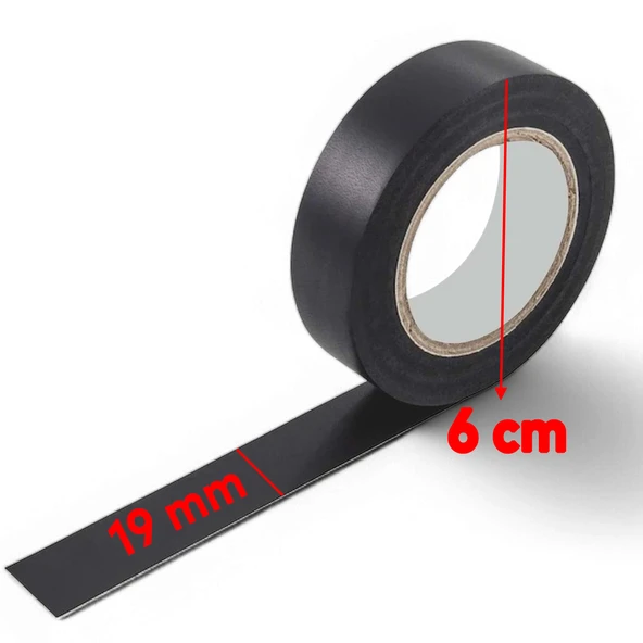 Siyah Elektrikçi Bandı İzole Elektirik Bant Elektrik Bandı Pvc 9 Metre 19 mm - Resim 2