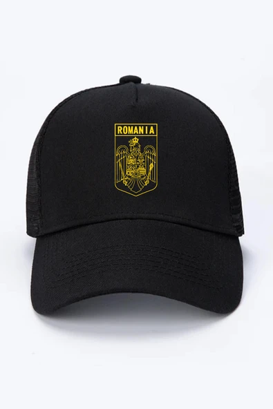 Romania Coat Arms Siyah Fileli Şapka