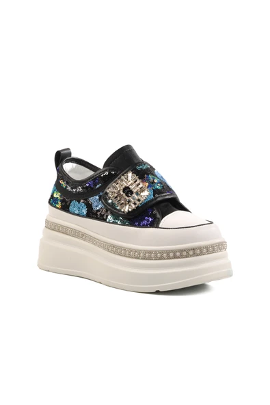 Guja Siyah Yüksek Taban Taş İşlemeli Kadın Sneaker 25Y423-1 Z - 3