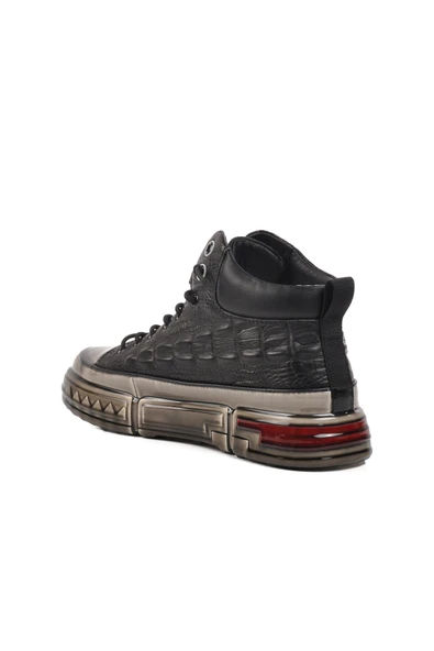 Guja Siyah Hakiki Deri Bilek Boy Erkek Sneaker 24K510-4 M - 4