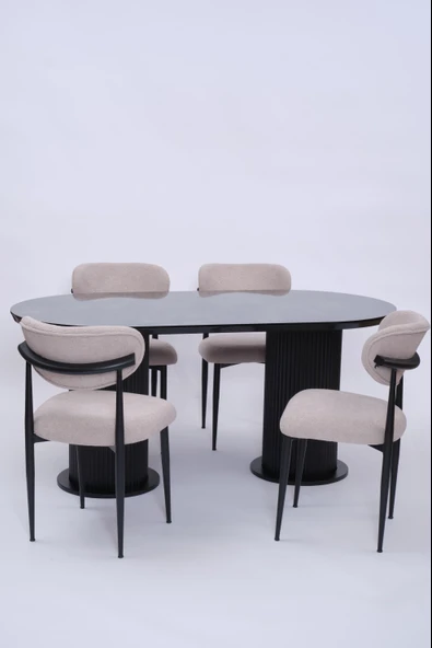 Bohem Polo Lak Panel Yemek Masa Sandalye Takımı 90x170 - 5