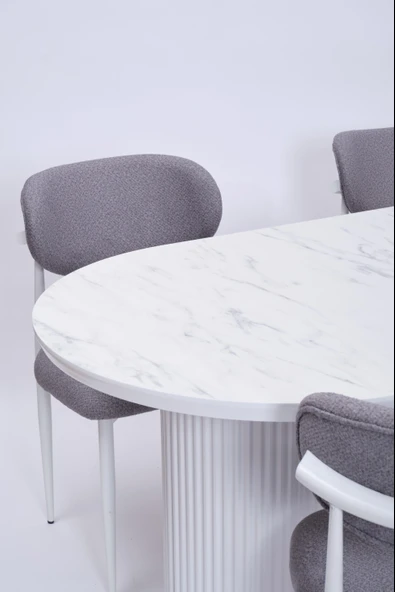 Bohem Polo Lak Panel Yemek Masa Sandalye Takımı 90x170 - 12