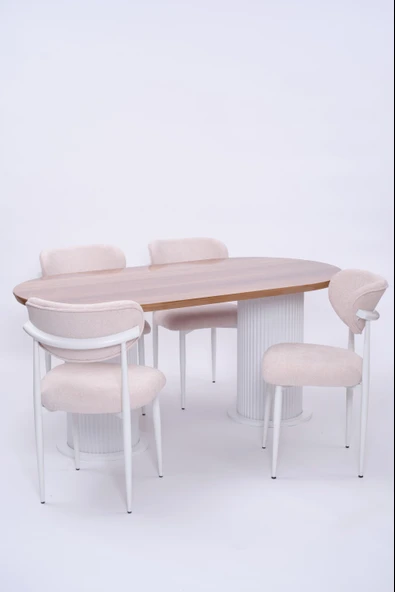 Bohem Polo Lak Panel Yemek Masa Sandalye Takımı 90x170 - 7