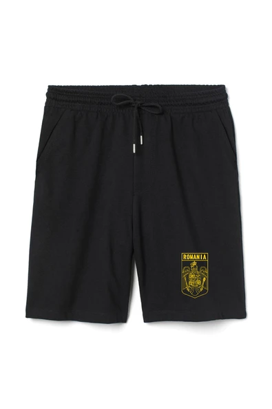 Romania Coat Arms Erkek Siyah Şort