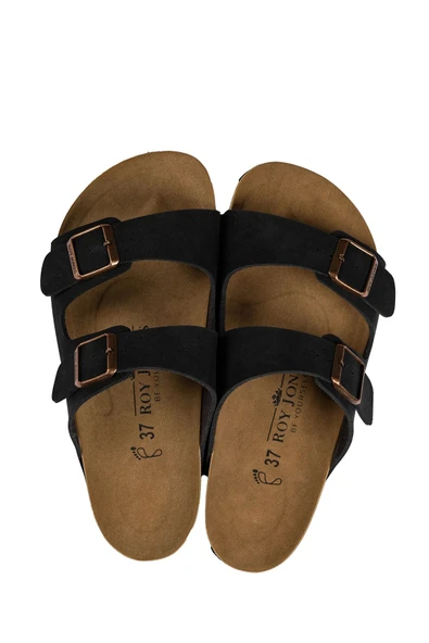 Roy Jones Unisex Ortopedik Tabanlı Konfor Modeli Terlik Çift Bantlı Tokalı Günlük Rahat Dışarı Ev Içi Terliği - Resim 5