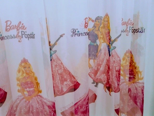 TAÇ LİSANSLI BARBIE THE PRINCESS THE POPSTAR TÜL PERDE-190 cm x 200 cm-DÜZ PİLE (PİLESİZ) - 2