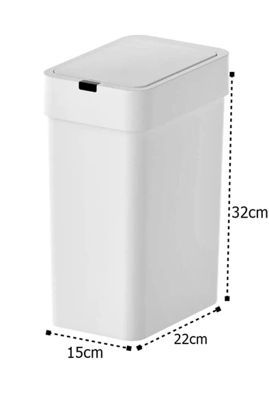 Sensörlü Otomatik Slim Çöp Kovası 9 Litre Plastik Beyaz Yerli Üretim - 6