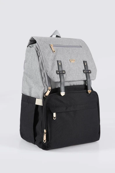 ÇÇS Bej-Siyah Anne Bebek Çantası 51768 - 2